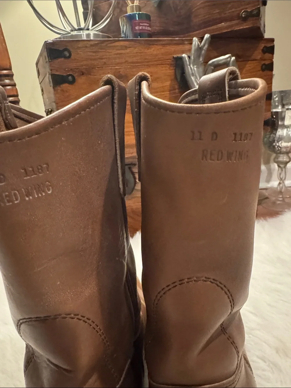 Red Wing Vintage Men's Tan Leather Pull-On  Boots 1187 Made in USA pre-owned.